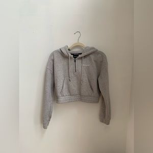 Alphalete Cropped Hoodie in Heather Gray